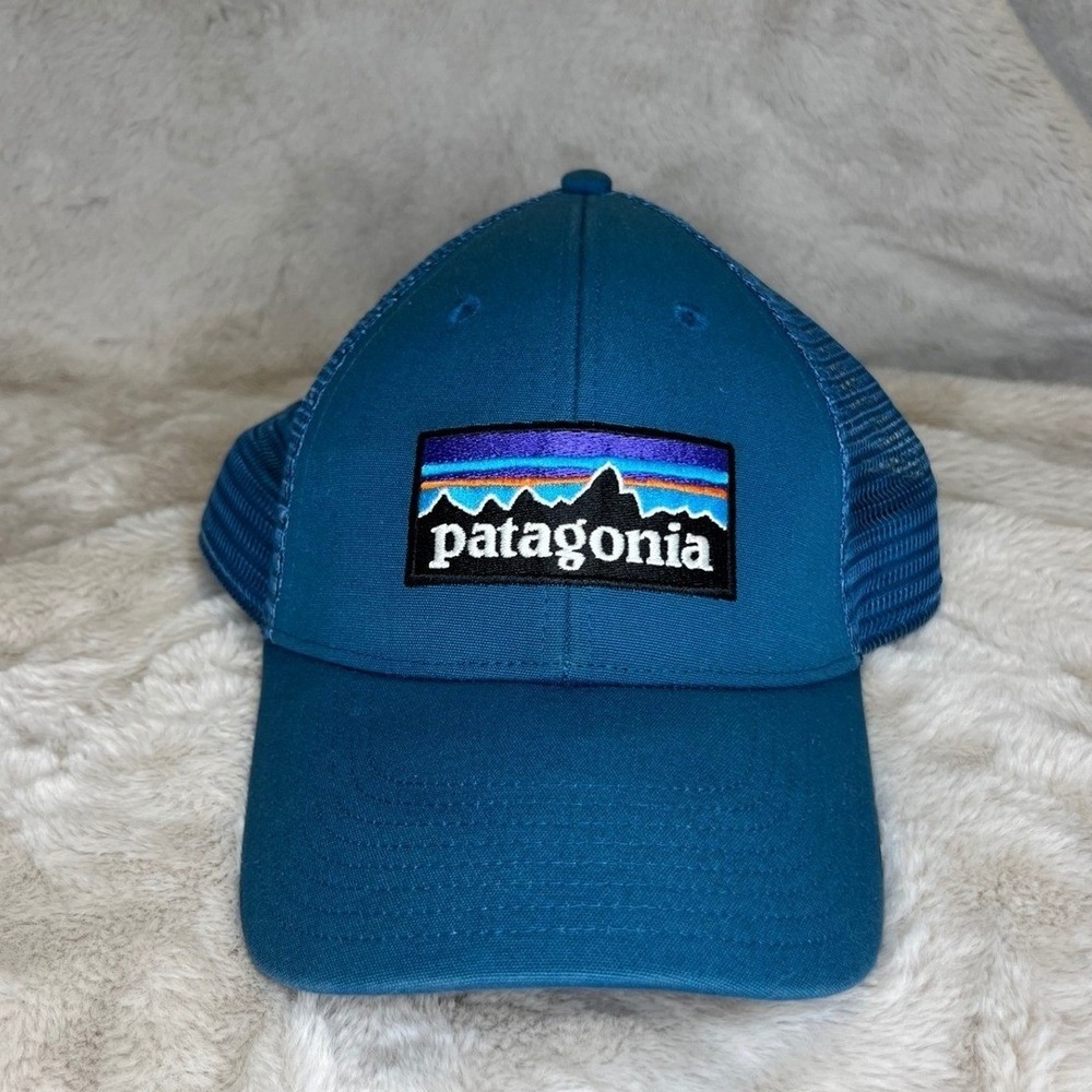 Patagonia Trucker Hat P-6 Logo Mesh Snapback Teal Blue OSFA